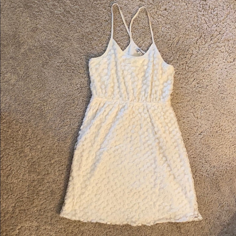 White laced flower print dress